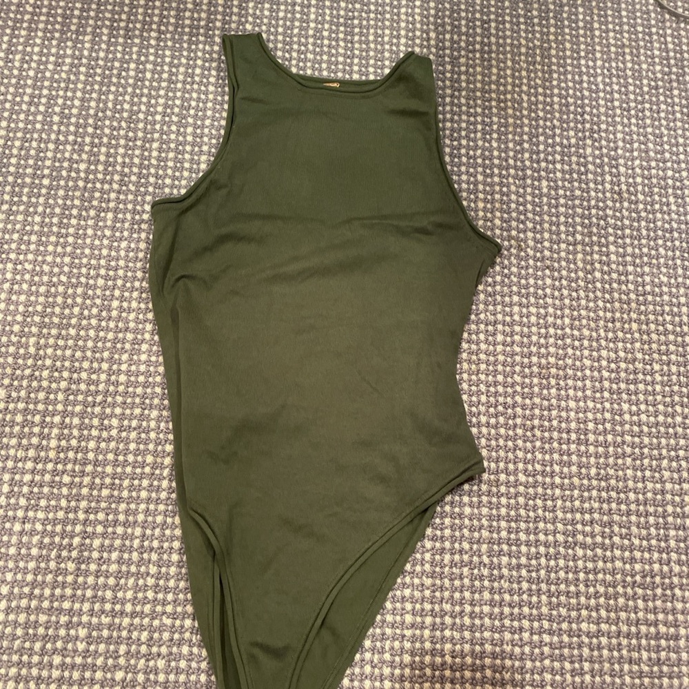NWOT Free People high neck green tank bodysuit